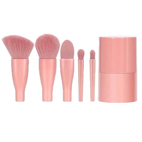 Easy-taken Travel Makeup Brush Set, COSHINE 5pcs Mini Complete Function Cosmetic Brushes Kit (5pcs with holder)