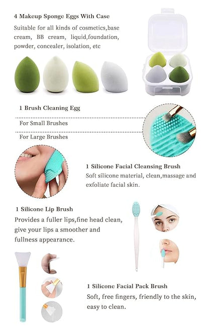 Makeup Brushes 22 Pcs Makeup Kit,Foundation Brush Eyeshadow Brush Make up Brushes Set (Green, 22 Piece Set Large)