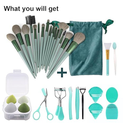 Makeup Brushes 22 Pcs Makeup Kit,Foundation Brush Eyeshadow Brush Make up Brushes Set (Green, 22 Piece Set Large)