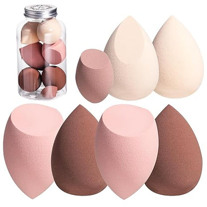 Makeup Sponge Set Blender Sponges 7 Pcs for Liquid, Cream, and Powder, Multi-colored with 1 Mini Makeup Sponge Pink (F-PinkGrey)